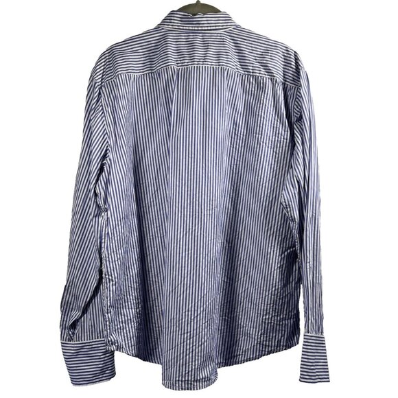 J Crew Women's Blouse Size 14 Blue White Stripe Long Sleeve Garcon Classic Fit - Picture 2 of 10